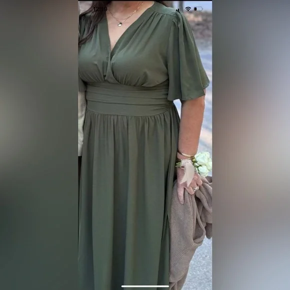 SHEIN Rust Brown “Wrap” Midi Dress - Picture 4 of 10